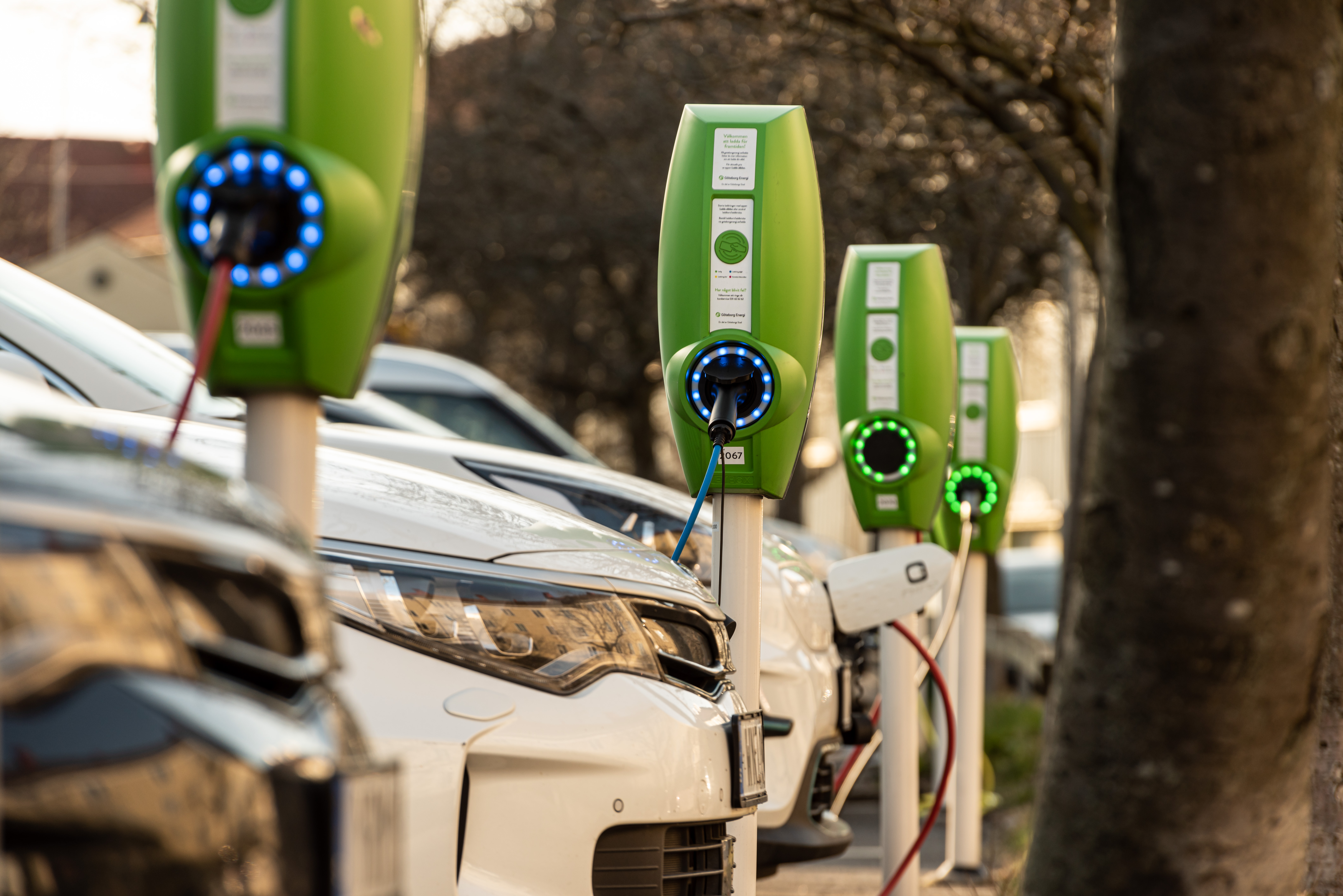 elektrische en hybride auto's opladen bij openbare oplaadpunten