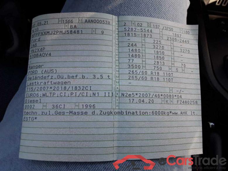 Ford Ranger (TKE)(2011->) DE - PickupDK4 2.0 TDCi Panther EU6d-T, Wildtrack 4x4 Doppelkabine (EURO 6d-TEMP #3